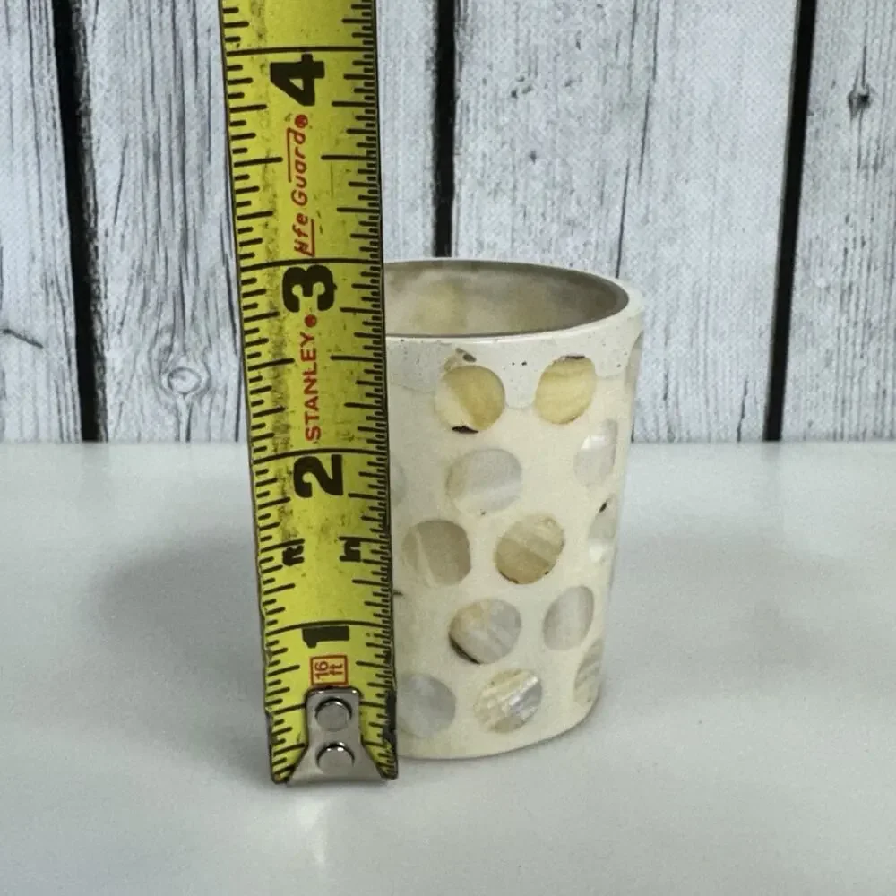 Mosaic Candle Votive Holder Mother Of Pearl Inlay Beach House